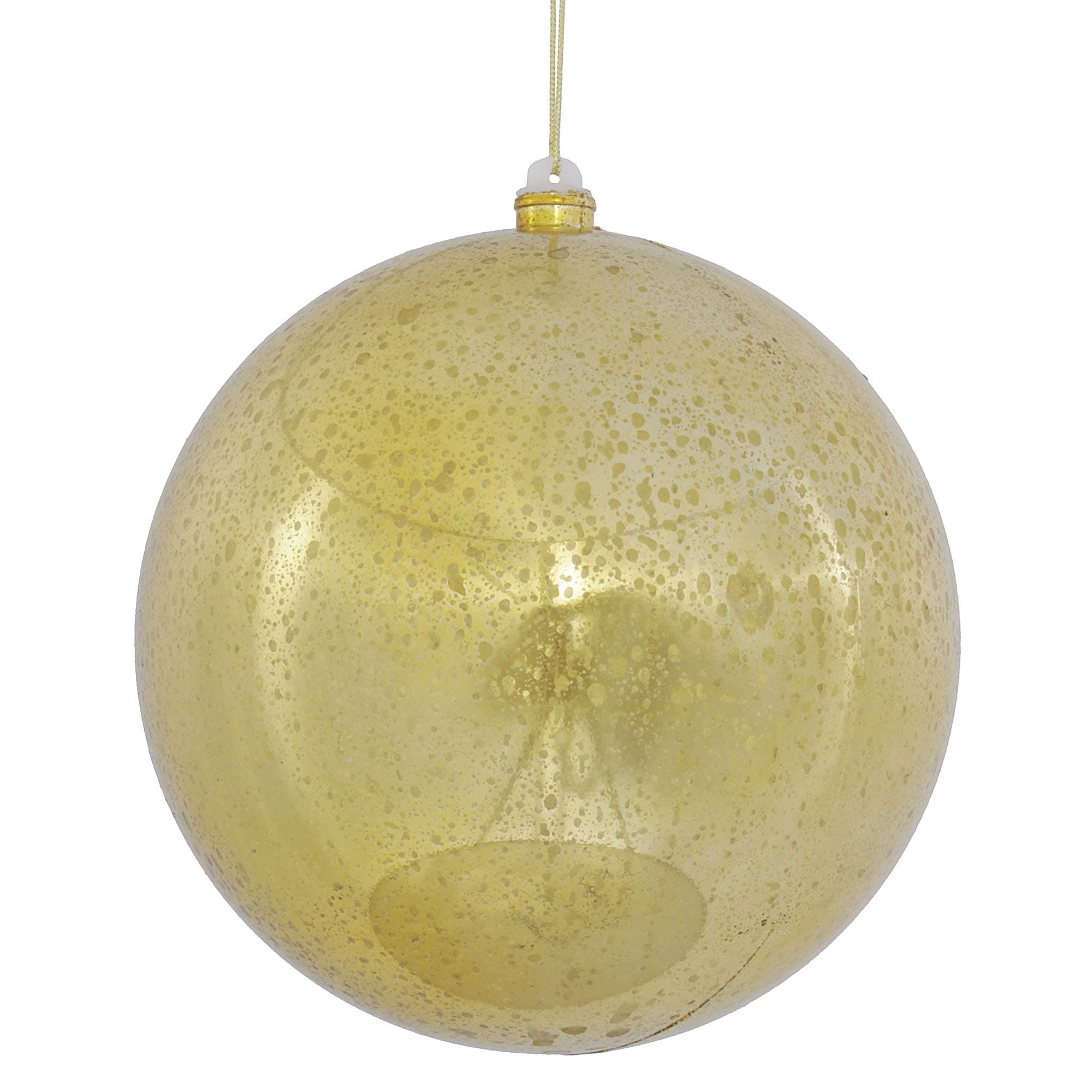 Vickerman 10" Christmas Ornament Ball, Gold Shiny Mercury Finish, Shatterproof Plastic, Holiday Christmas Tree Decoration