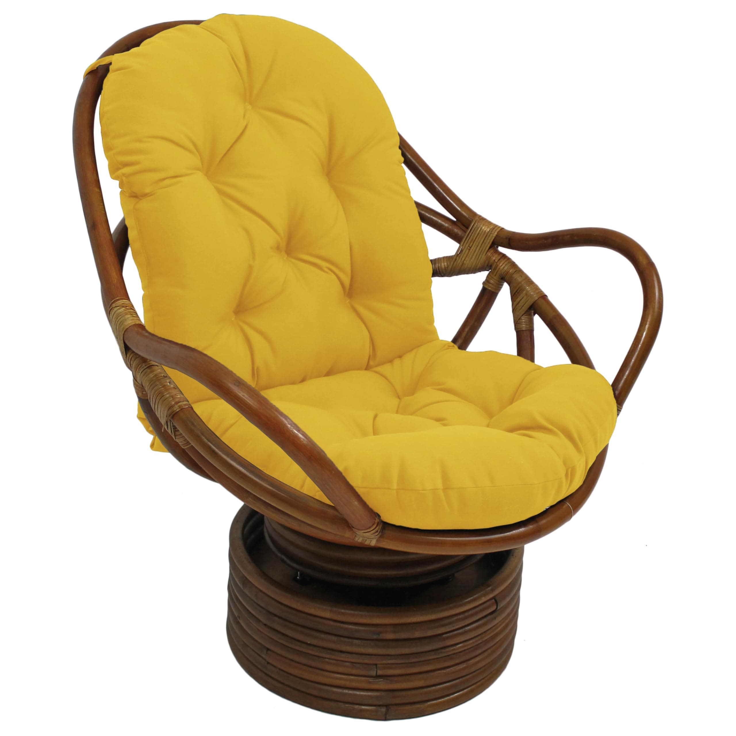 Blazing Needles Solid Outdoor Spun Polyester Swivel Rocker Cushion, 48" x 24", Lemon