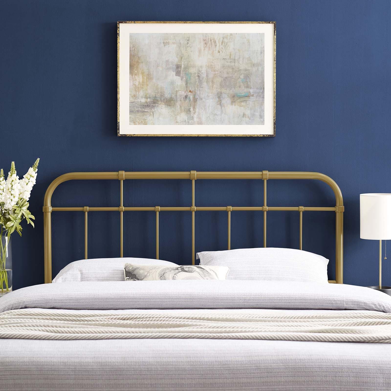 Modway Alessia Modern Farmhouse Metal King Headboard in Gold