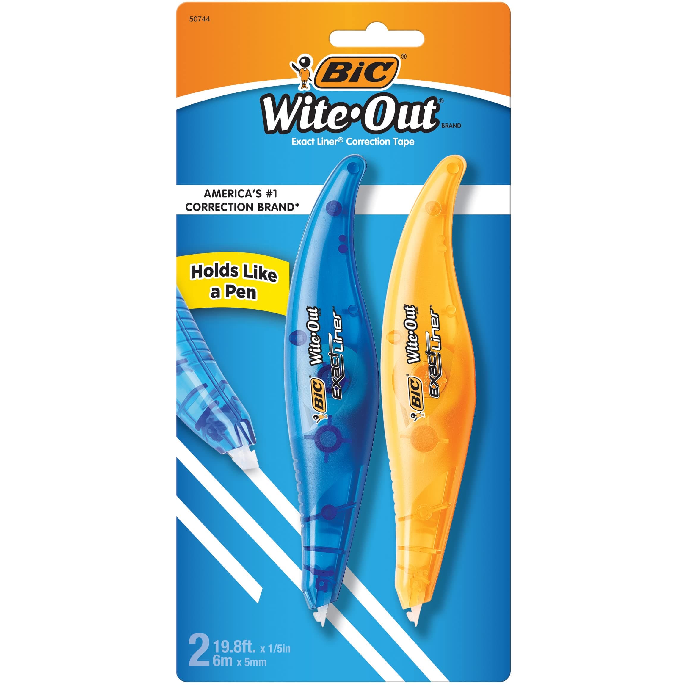 BIC Wite-Out Brand Exact Liner Correction Tape, 19.6 Feet, White, 2-Count