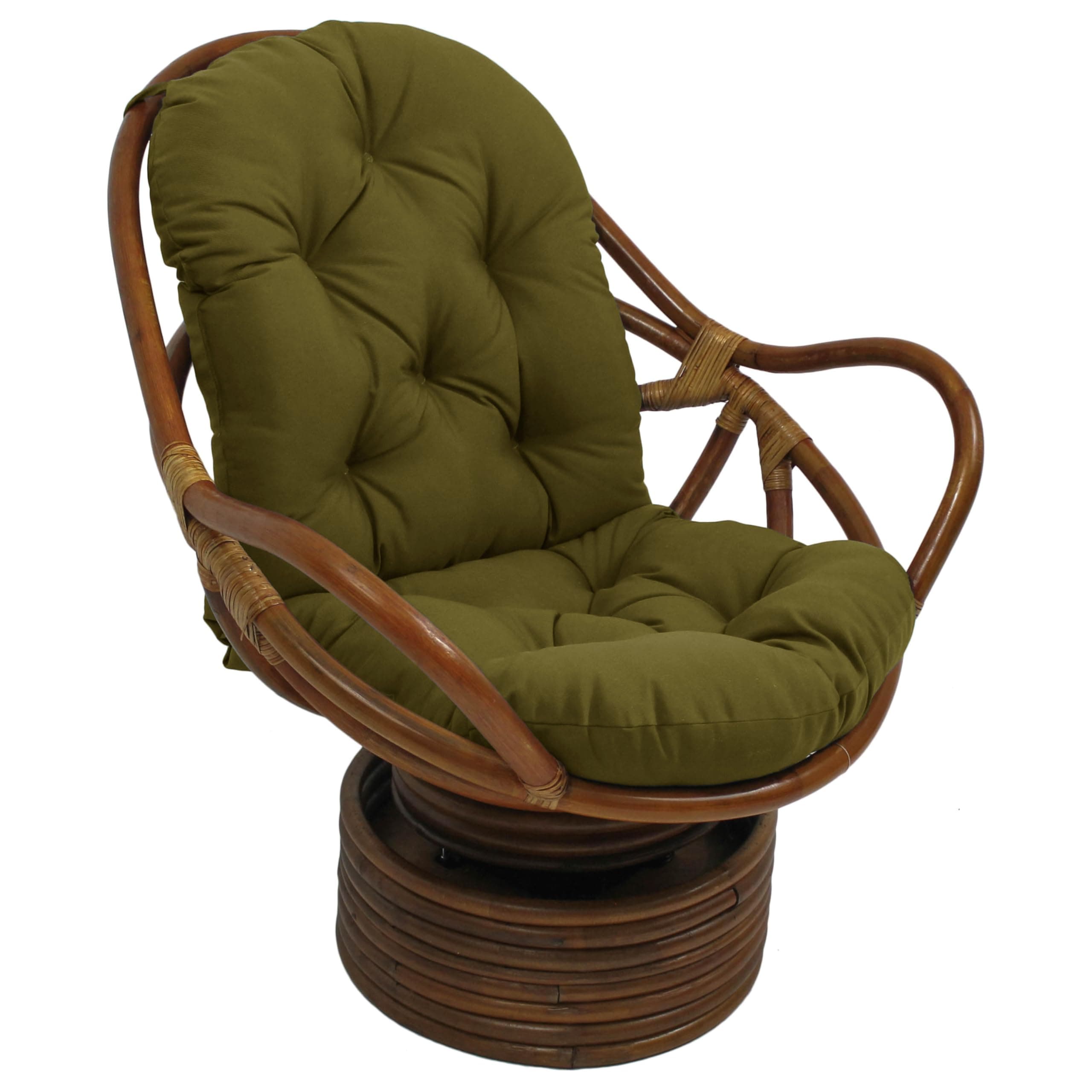 Blazing Needles Solid Outdoor Spun Polyester Swivel Rocker Cushion, 48" x 24", Avocado