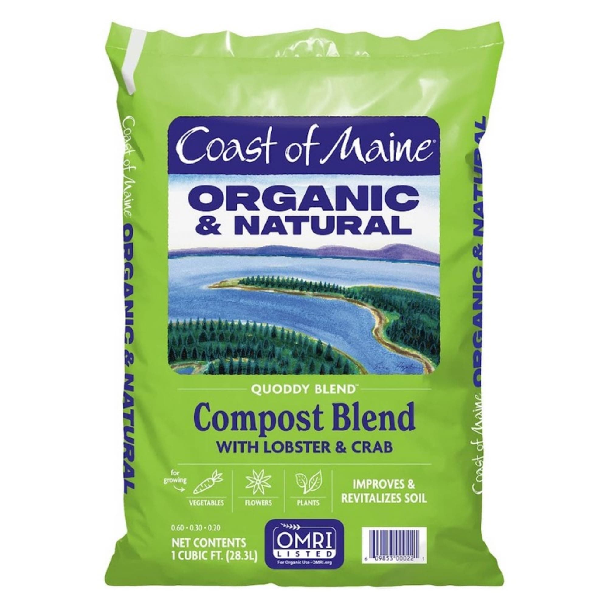 Coast of Maine Quoddy Blend Lobster and Crab Organic Compost Plant Potting Soil Blend Bag for Container Gardens and Flower Pots, 1 Cubic Foot