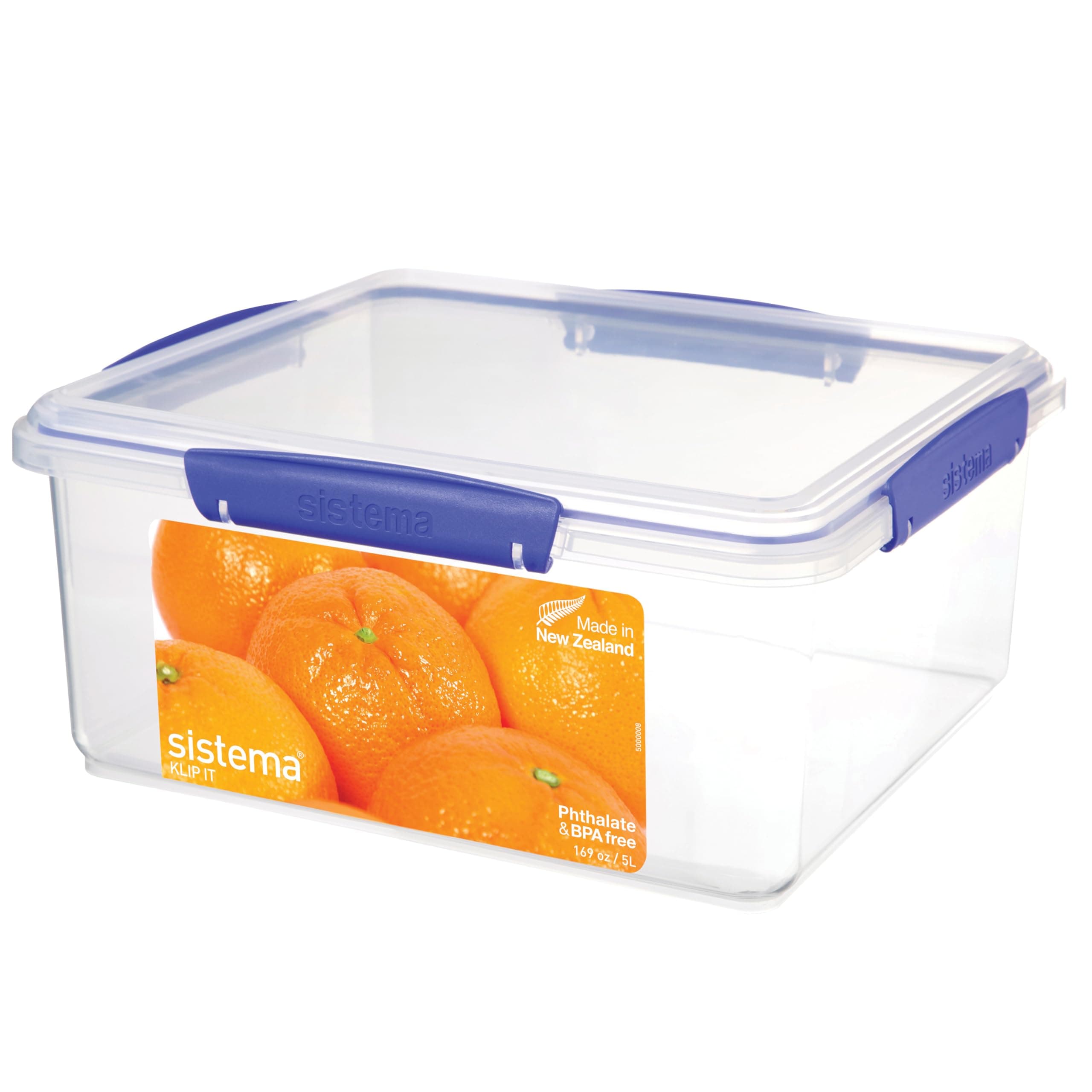 Sistema KLIP IT Large 5L Food Storage Container, Airtight & Stackable, Dishwasher, Freezer, & Microwave-Safe, BPA-Free