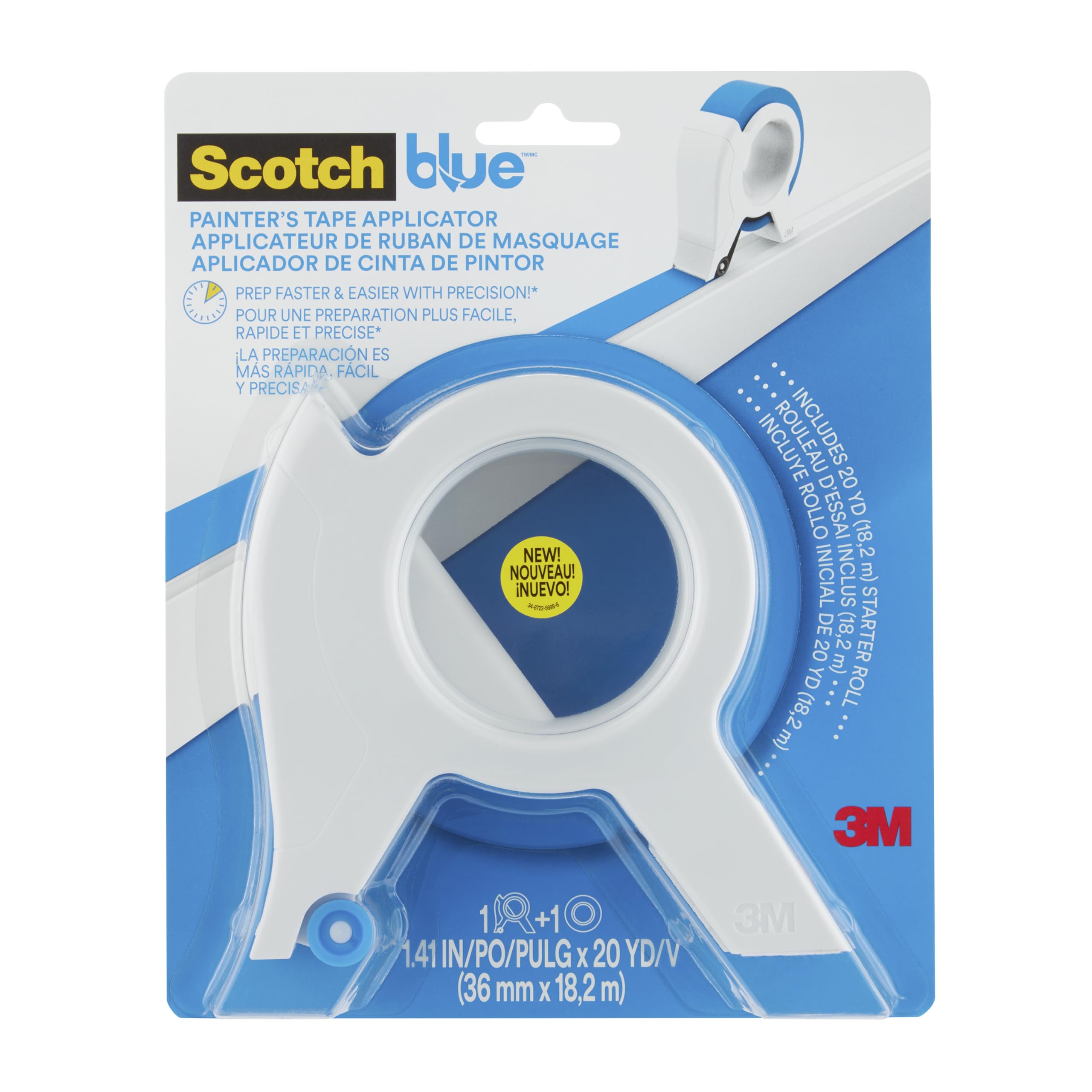 ScotchBlue TA3-SB-ESF Tape Applicator, 1.41" Width, White