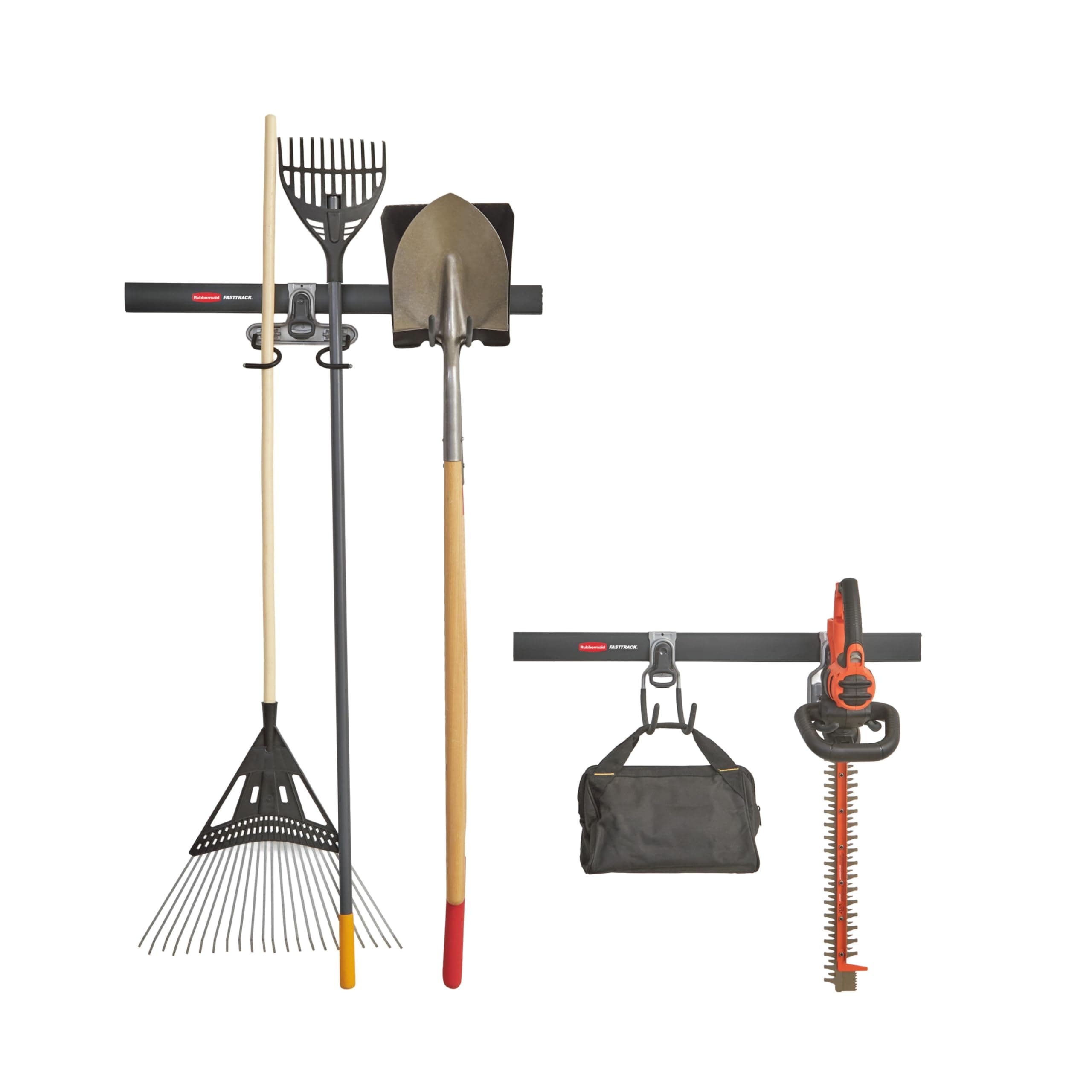 Rubbermaid Fasttrack Garage Storage System Tool Hanging Kit, Garage Organization, Wall Mount Holder for Garden Lawn Tools