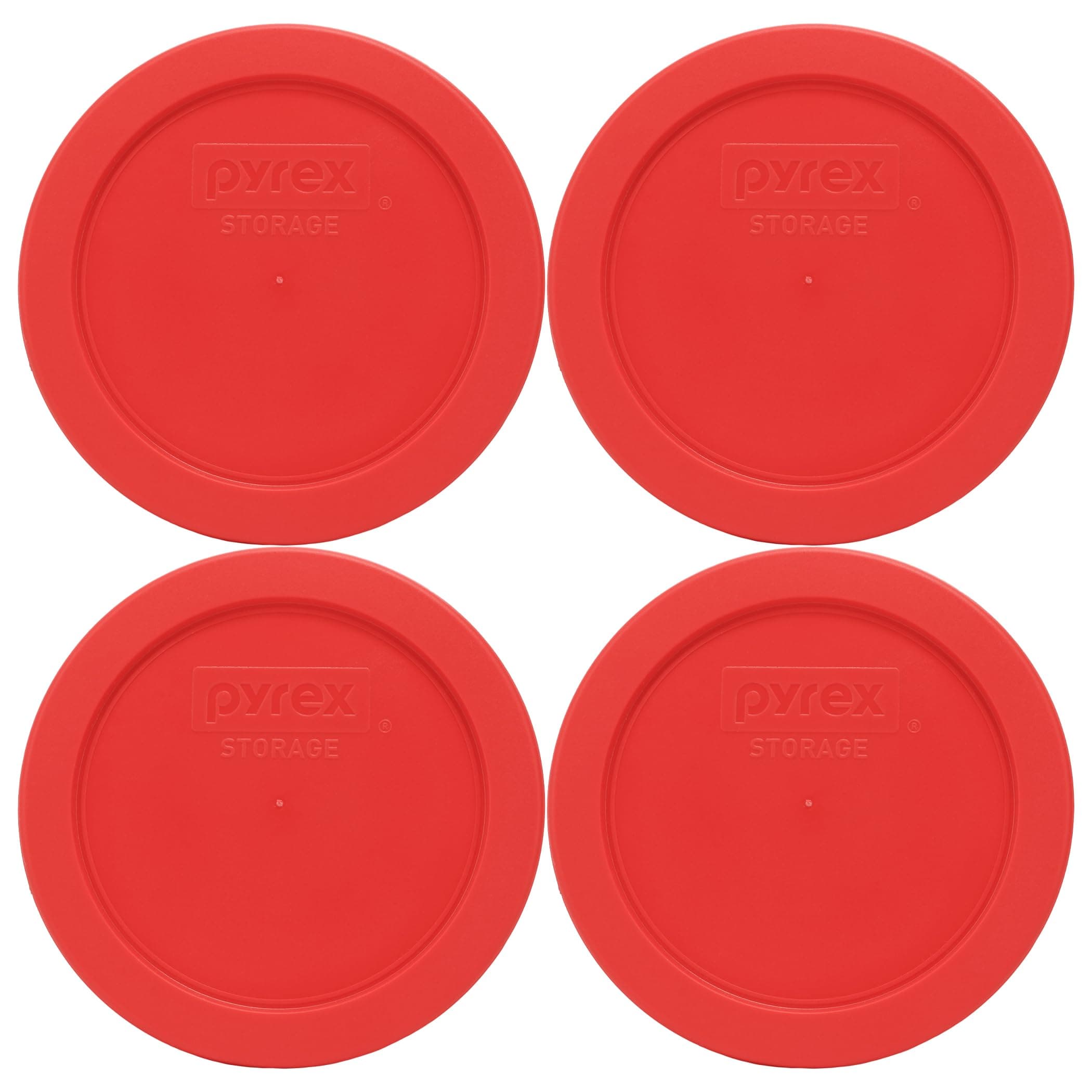 Pyrex 7200-PC (2-Cup) Red Replacement Lid (4-Pack) - Made in USA