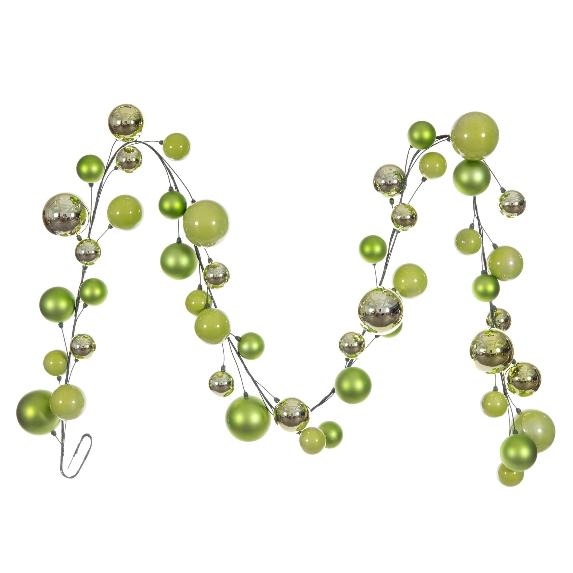 Vickerman 10' Celadon Ball Branch Garland. It has: Twenty-six 2.4-inch, Fourteen 3-inch, and Eight 4-inch Ornaments, for a Total of Forty-Eight on the Garland.