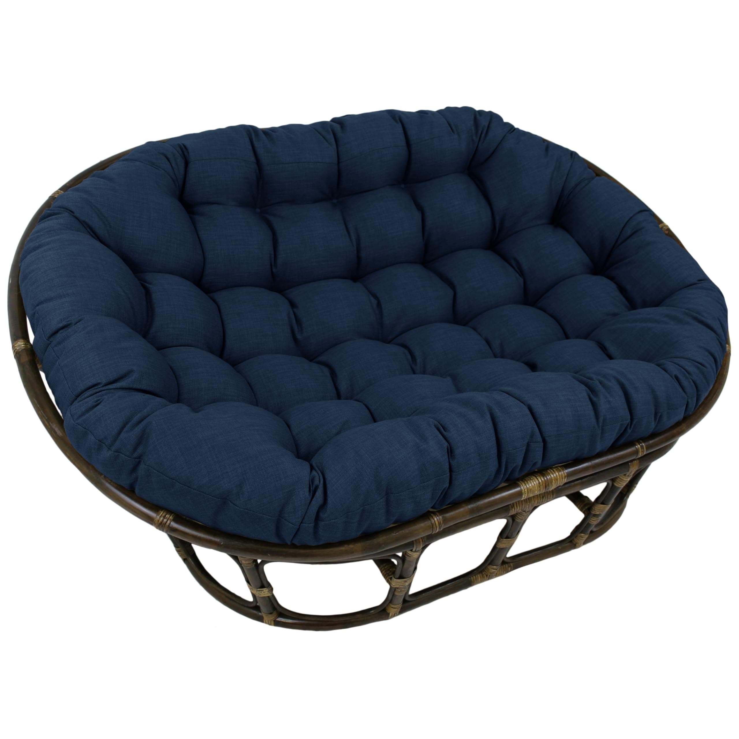 Blazing Needles Solid Outdoor Spun Polyester Double Papasan Cushion, 65" x 48", Azul