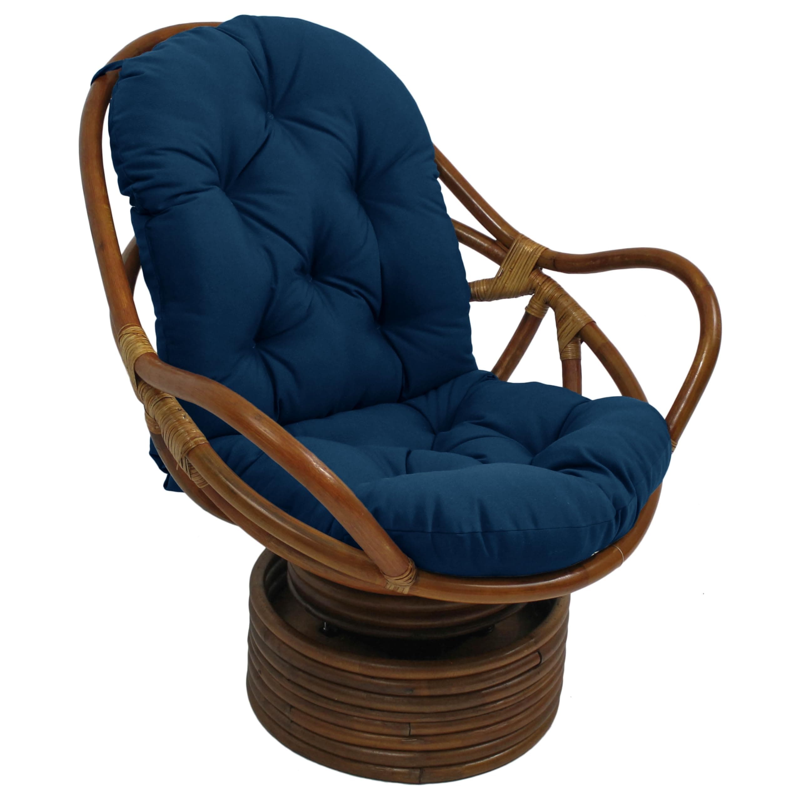 Blazing Needles Solid Outdoor Spun Polyester Swivel Rocker Cushion, 48" x 24", Azul
