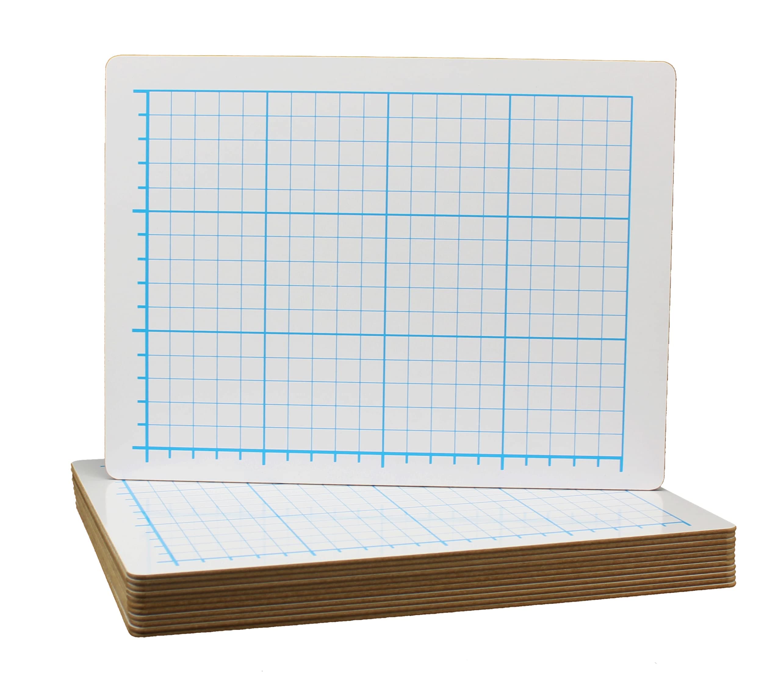 Flipside Products 9" x 12" Two Sided Quadrant Grid Dry Erase Board, Graph Lapboard for Kids and Students, 1/2" Square, Classroom, School, Home - Pack 12