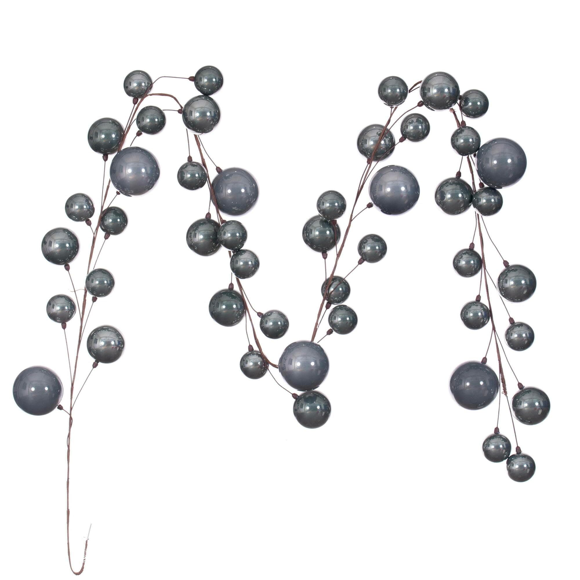 Vickerman 10' Pewter Pearl Branch Ball Wire Garland, 10' Long and Hook for Easy Hanging.
