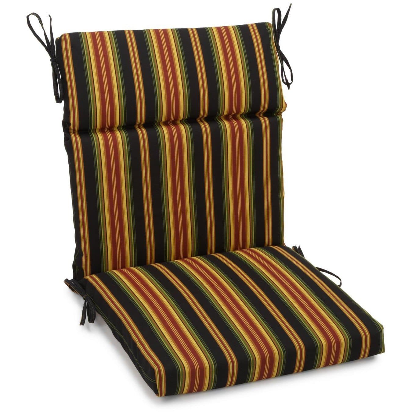 Blazing Needles Spun Polyester Patterned Outdoor Squared Seat/Back Chair Cushion, 20" x 42", Lyndhurst Raven