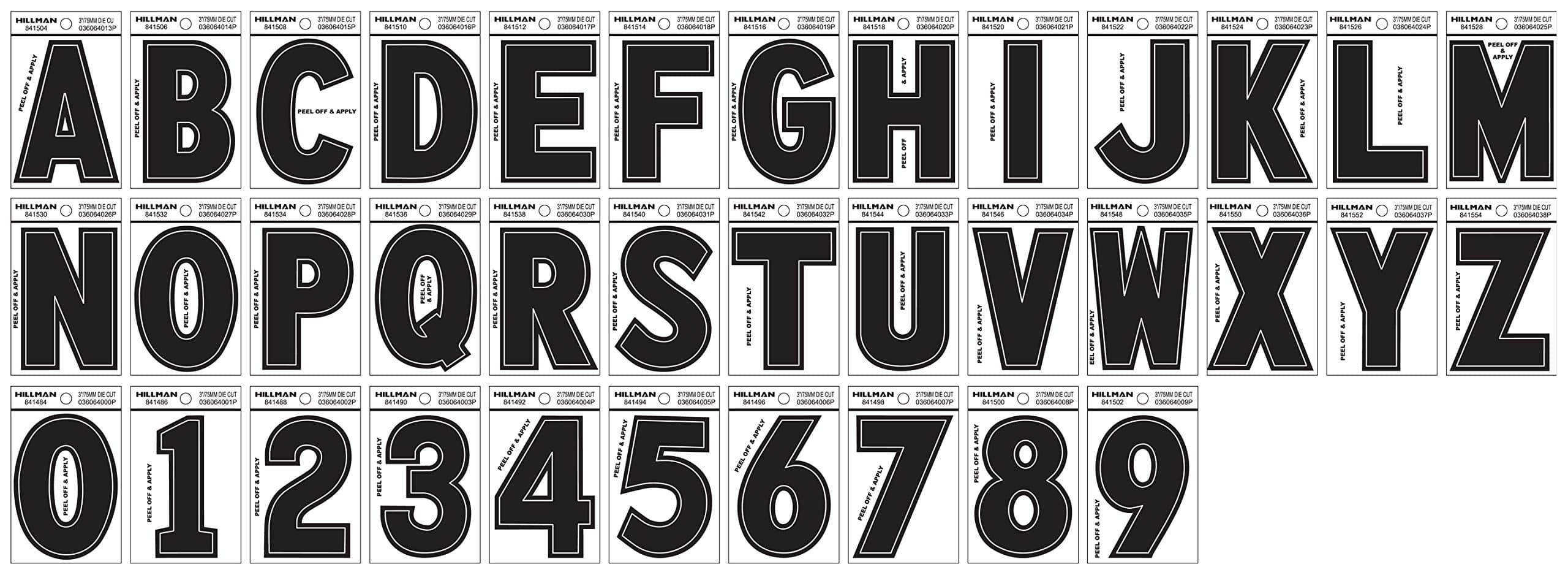 Hillman 841528 Letter M Wide Style Die-Cut Peel Off Sign, Black Gloss Finish Waterproof Vinyl, 3 inches 1-Sign