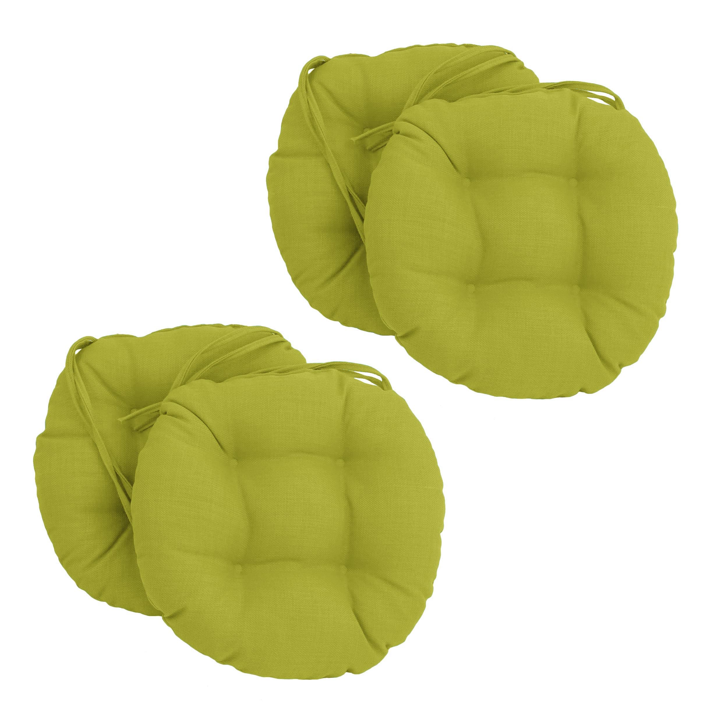 Blazing Needles Spun Polyester Solid Outdoor Round Tufted Chair Cushions Set, Set of 4, 16", Lime