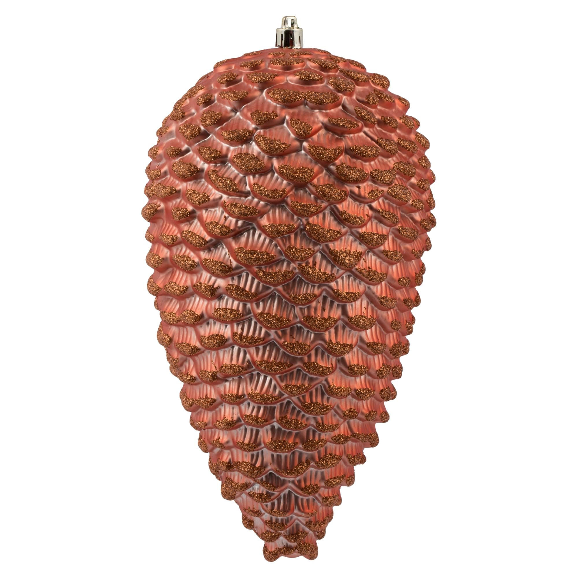Vickerman 10" Coral Matte Glitter Pinecone Christmas Ornament. Includes 2 Pieces per Pack.