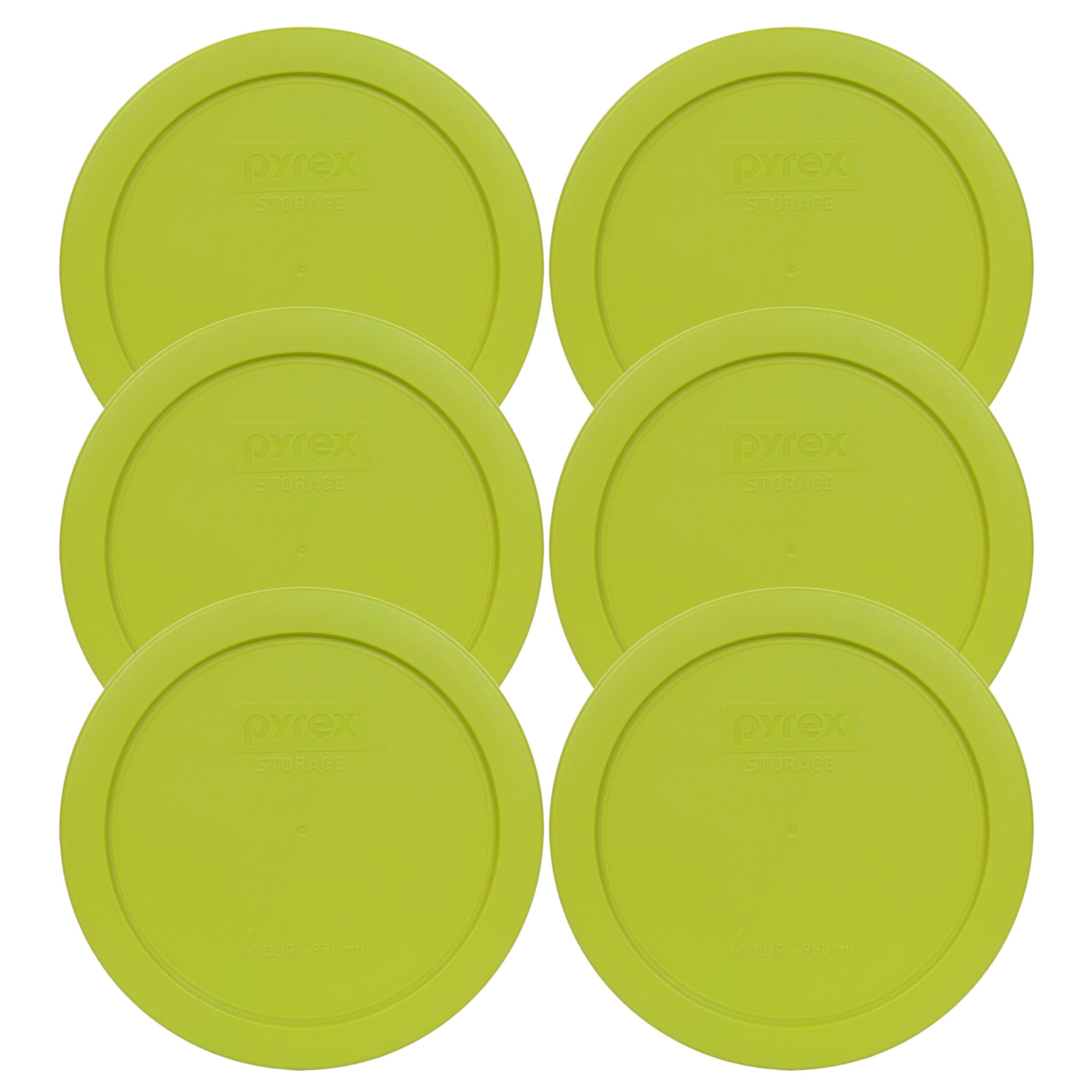 Pyrex 7201-PC (4-Cup) Edamame Green Lids (6-Pack) - Made in USA