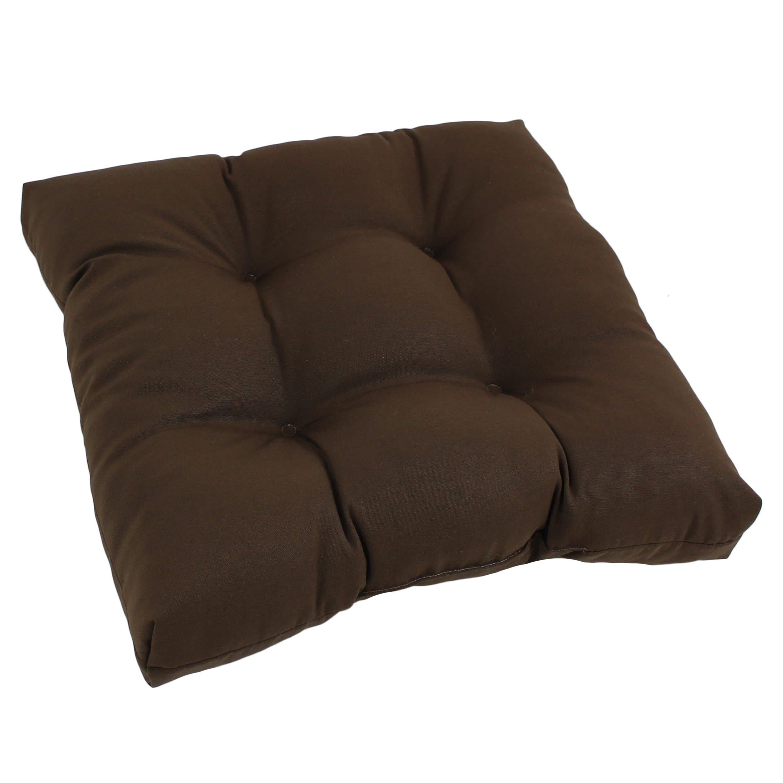 Blazing Needles Twill Square Tufted Dining Chair Cushion, 19", Chocolate
