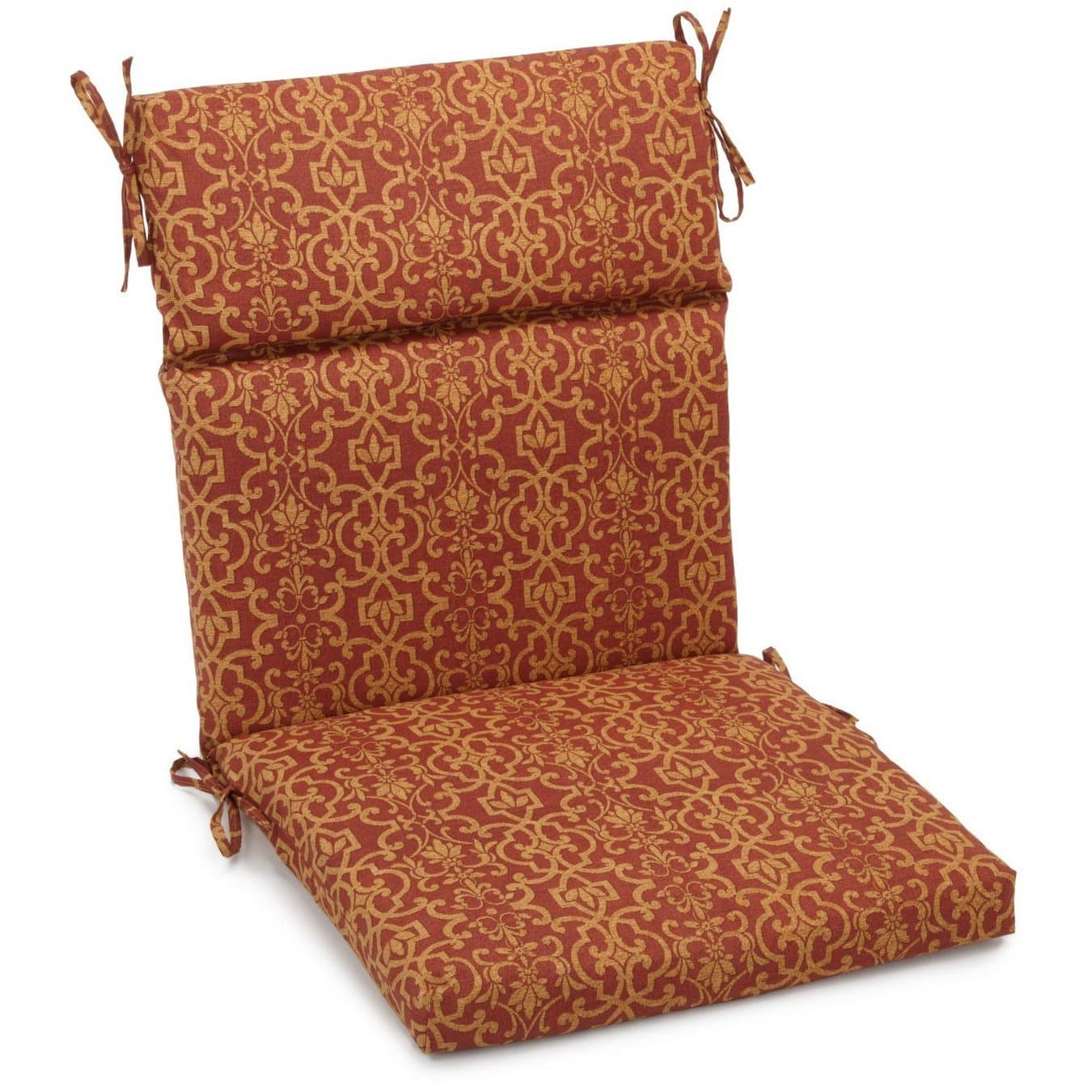Blazing Needles Spun Polyester Patterned Outdoor Squared Seat/Back Chair Cushion, 18" x 38", Vanya Paprika