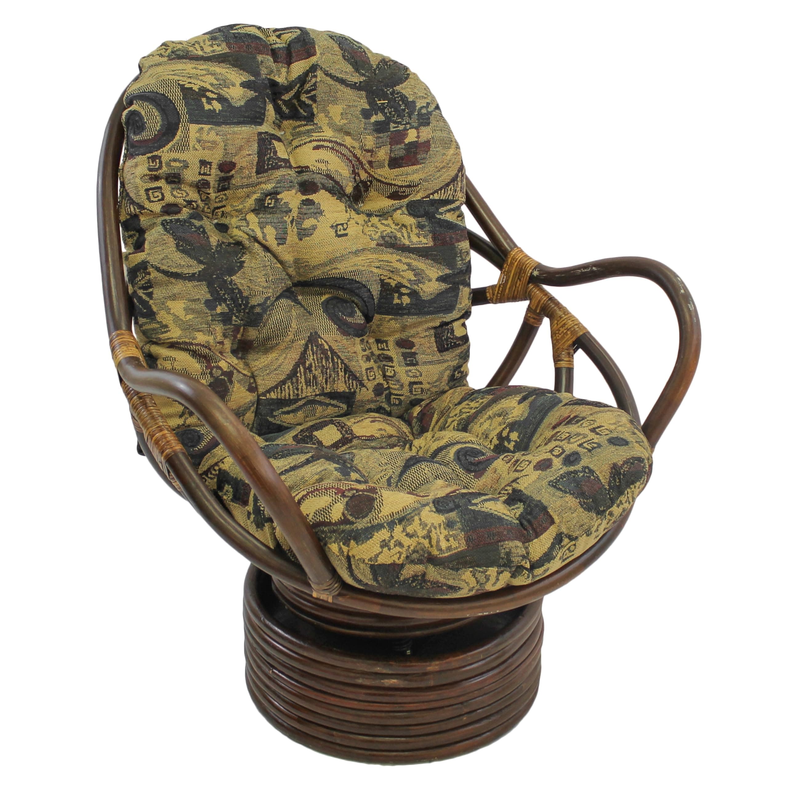Blazing Needles Patterned Jacquard Chenille Swivel Rocker Chair Cushion, 48" x 24", Antiquity