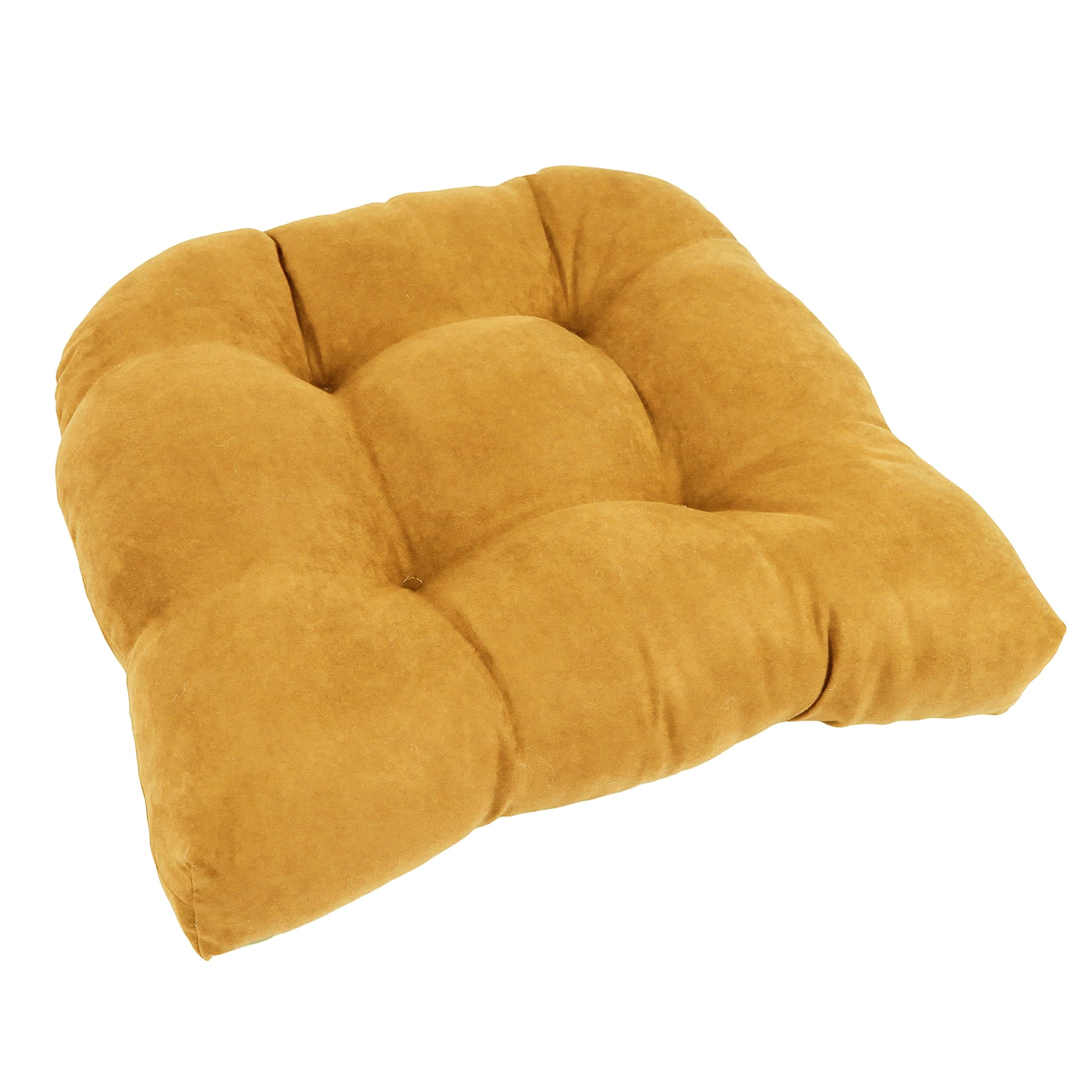 Blazing Needles Microsuede Rounded Back Chair Cushion,Lemon, 19" x 19" 1 Count
