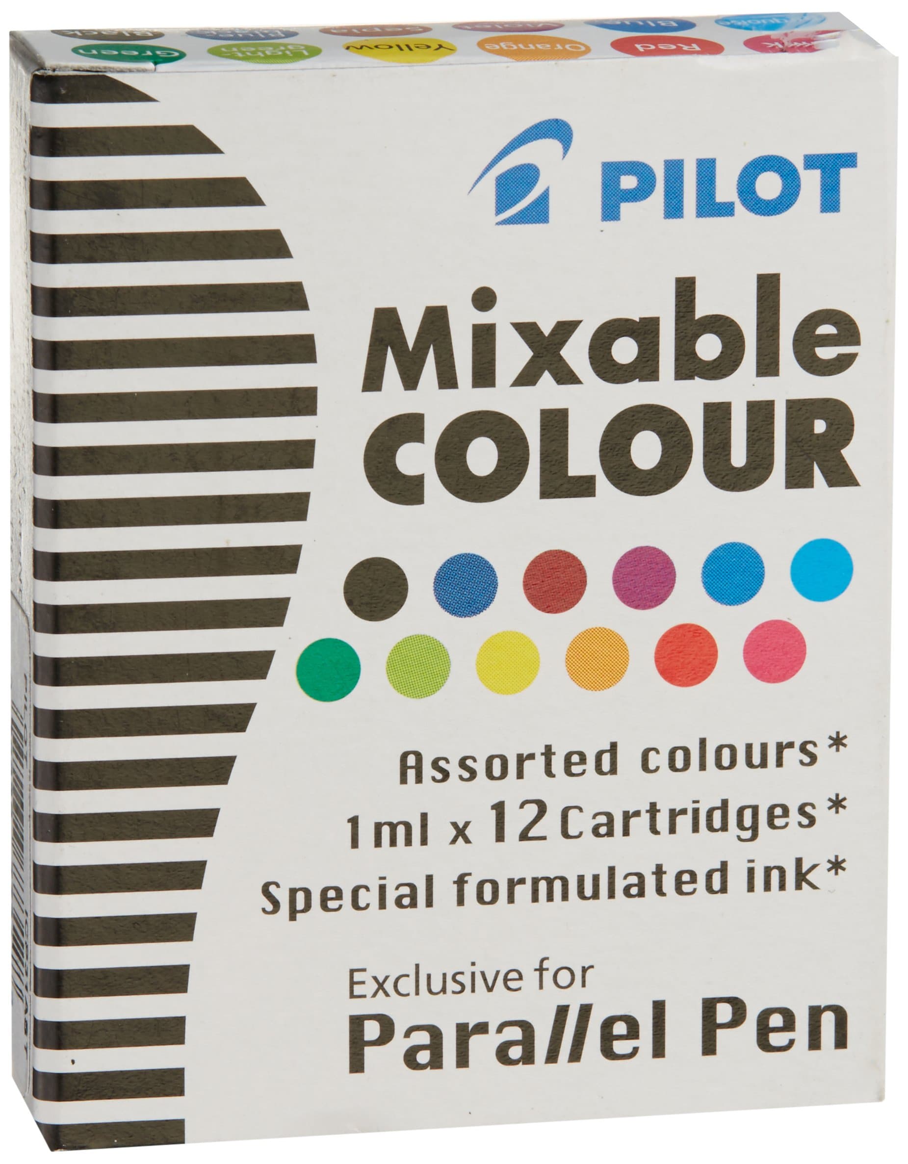 3 Boxes: Pilot Parallel Pen Ink Refills for Calligraphy Pens, Assorted Colors, 12 Cartridges per Pack (77312)