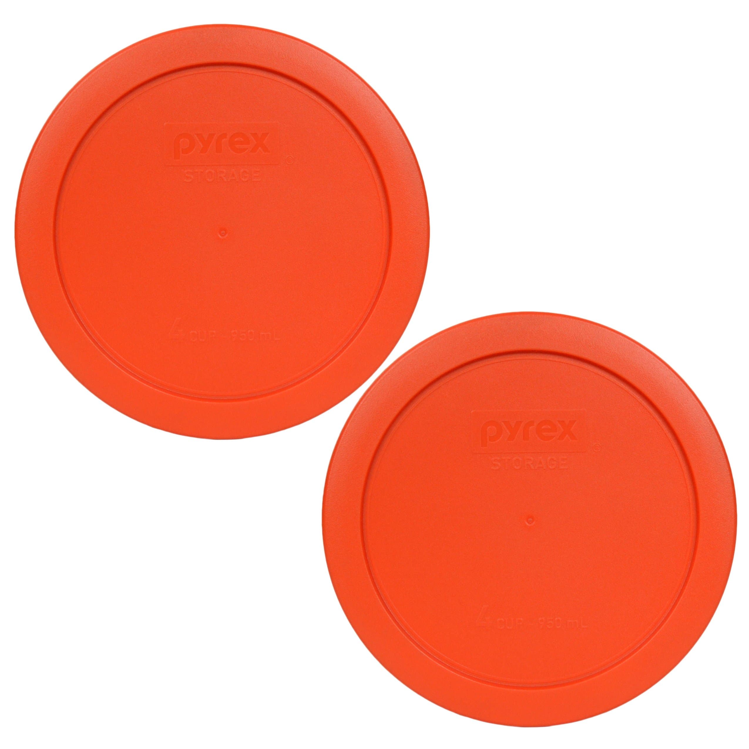 Pyrex 7201-PC (4-Cup) Pumpkin Orange Lid (2-Pack) - Made in USA