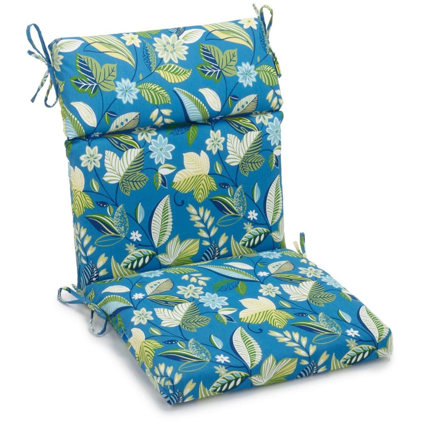 Blazing Needles Spun Polyester Patterned Outdoor Squared Seat/Back Chair Cushion, 20" x 42", Skyworks Caribbean