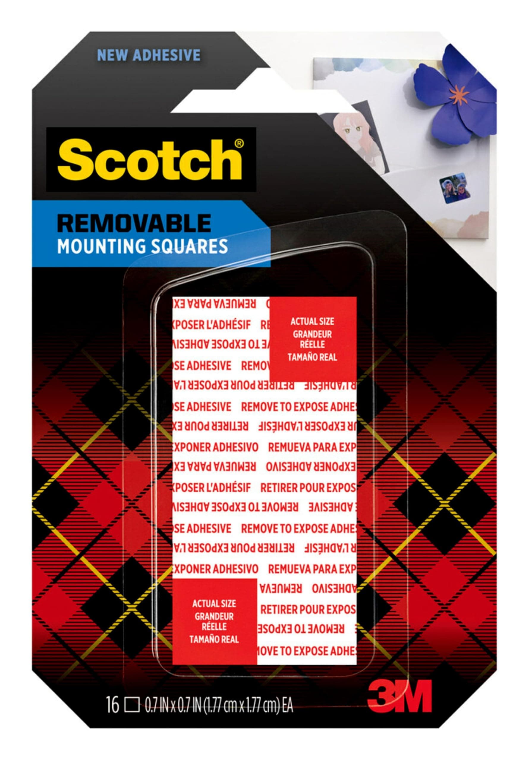 Scotch Removable Double-Sided Mounting Squares, 16 Squares per Pack
