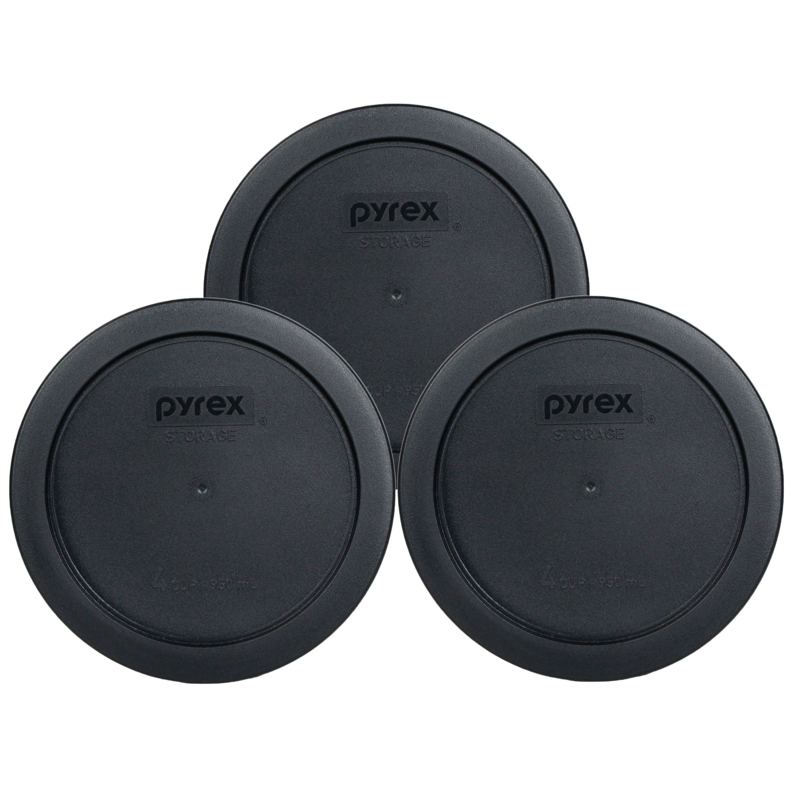 Pyrex 7201-PC (4-Cup) Black Replacement Lids (3-Pack) - Made in USA