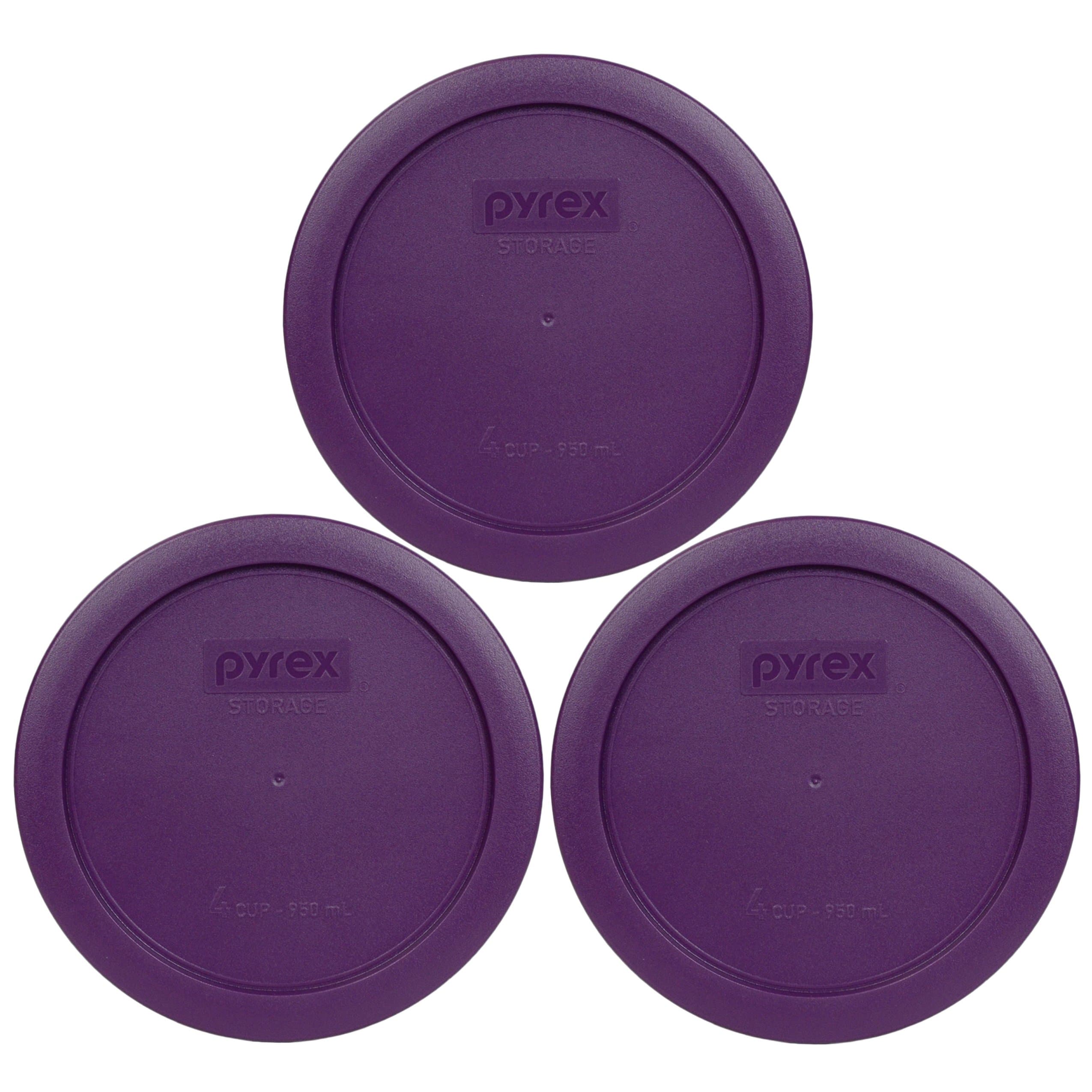 Pyrex 7201-PC (4-Cup) Purple Food Storage Lids (3-Pack) - Made in USA