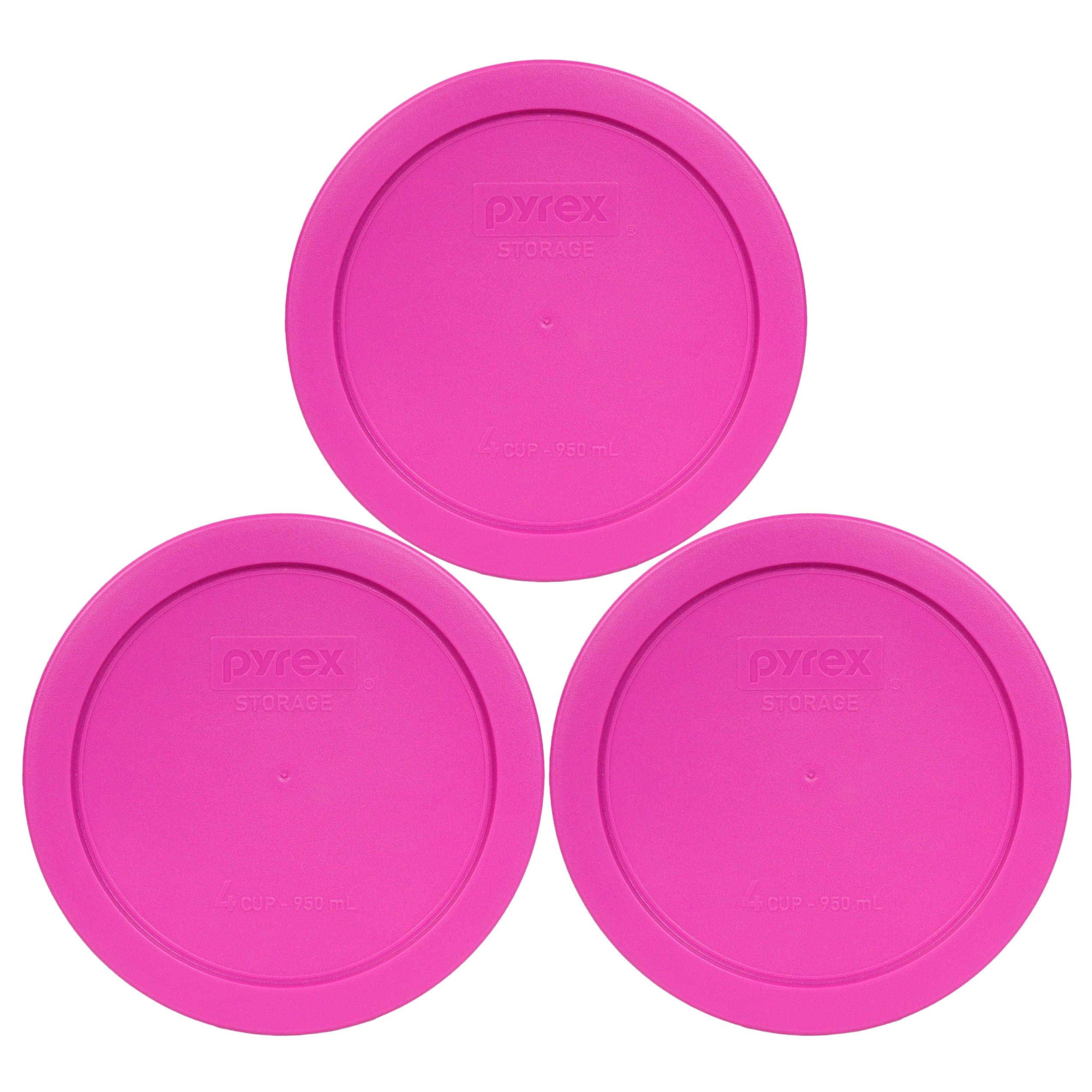 Pyrex 7201-PC (4-Cup) Pink Food Storage Lid (3-Pack) - Made in USA