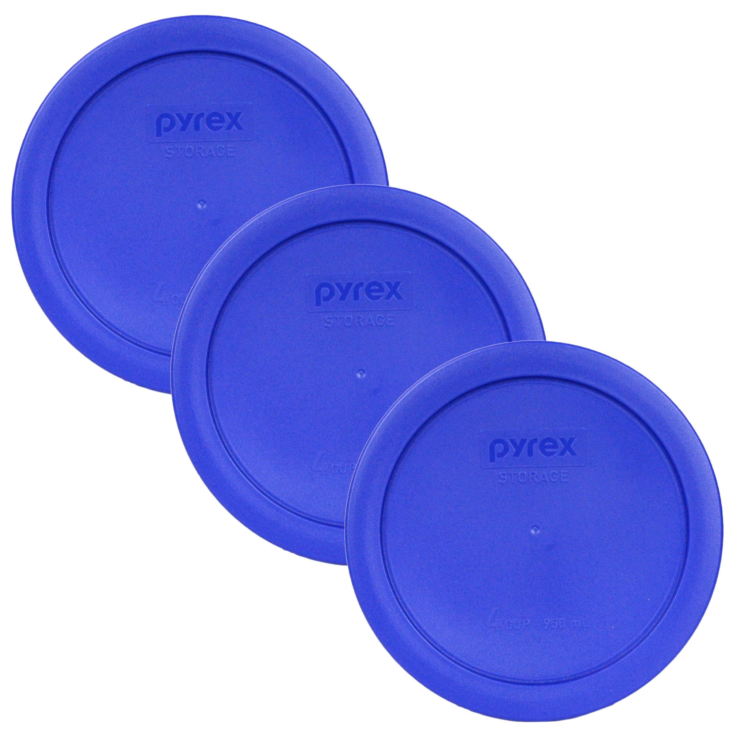 Pyrex 7201-PC (4-Cup) Cadet Blue Food Storage Lid (3-Pack) - Made in USA
