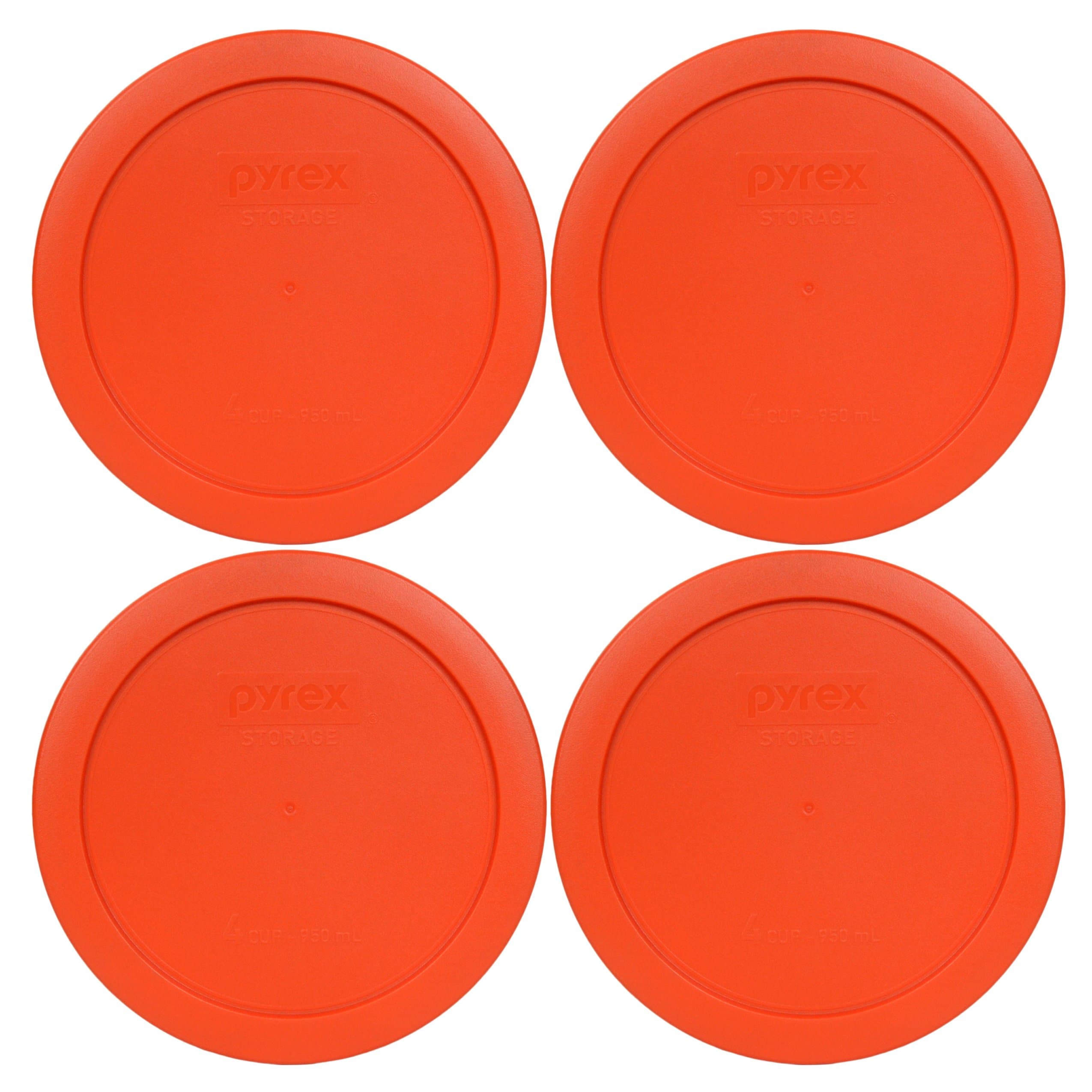 Pyrex 7201-PC (4-Cup) Pumpkin Food Storage Lids (4 Pack) - Made in USA