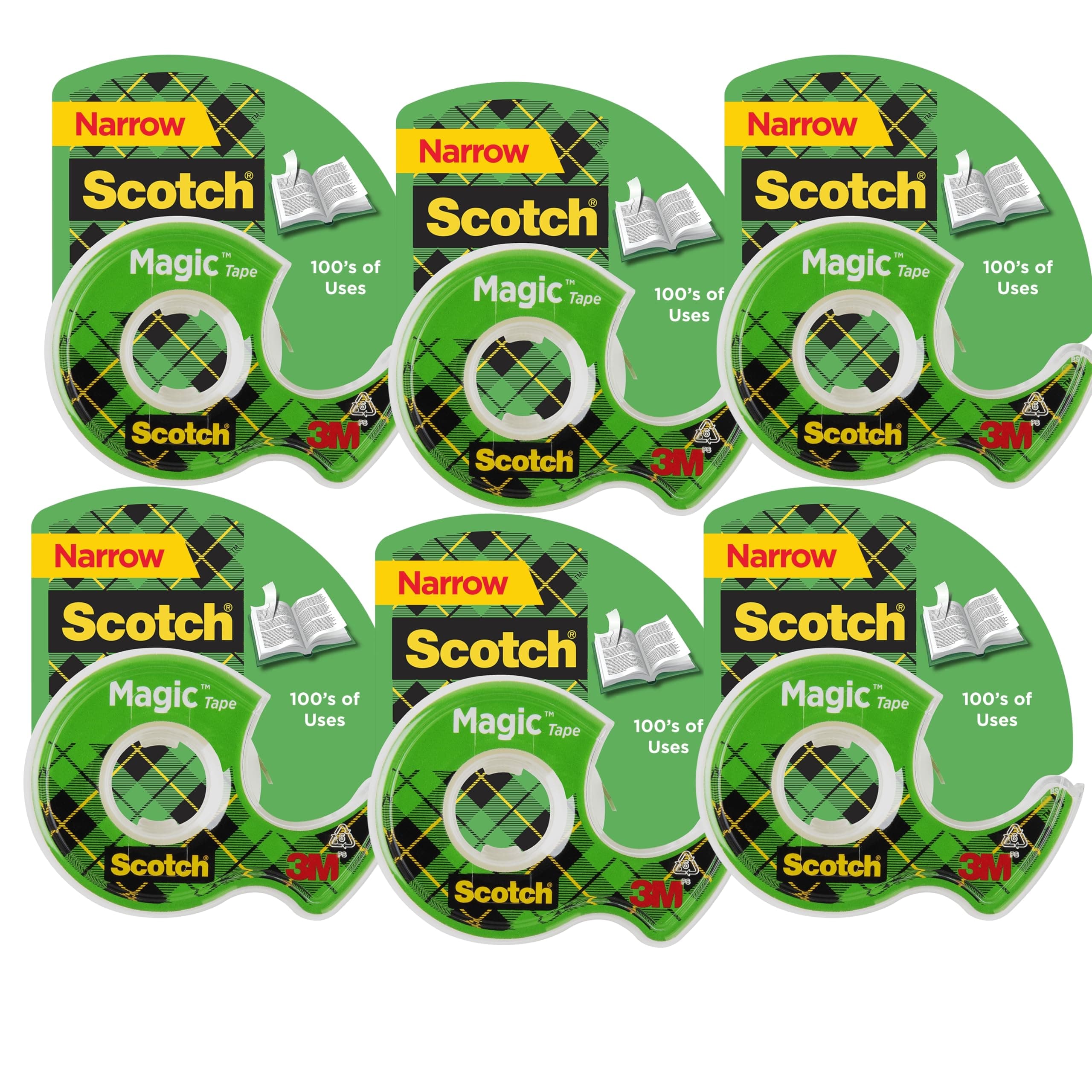 Scotch Magic Tape Refill Rolls, 1/2 in x 800 in, Invisible Matte Finish, Writable, 6 Rolls