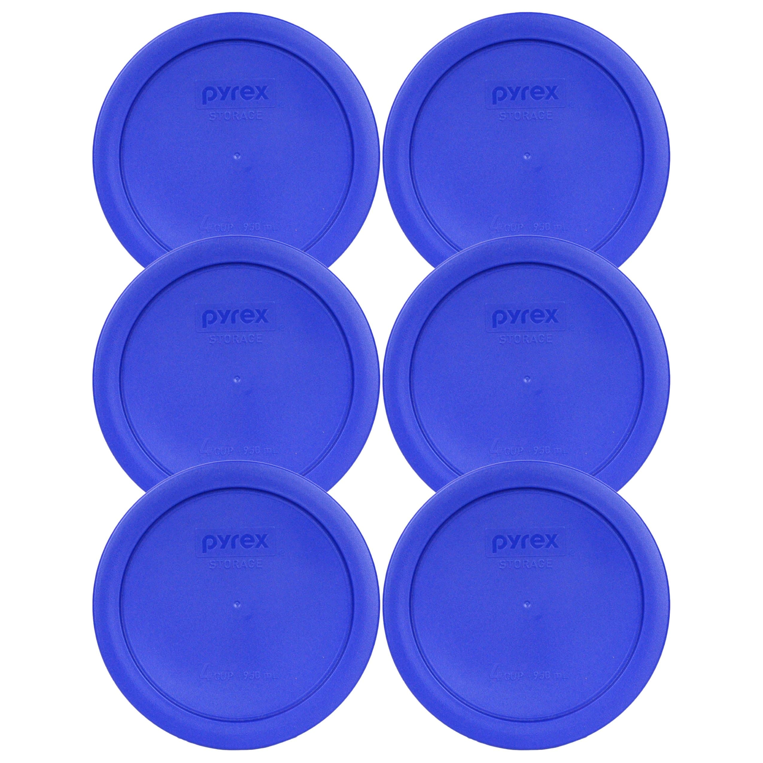 Pyrex 7201-PC (4-Cup) Cadet Blue Food Storage Lid (6-Pack) - Made in USA