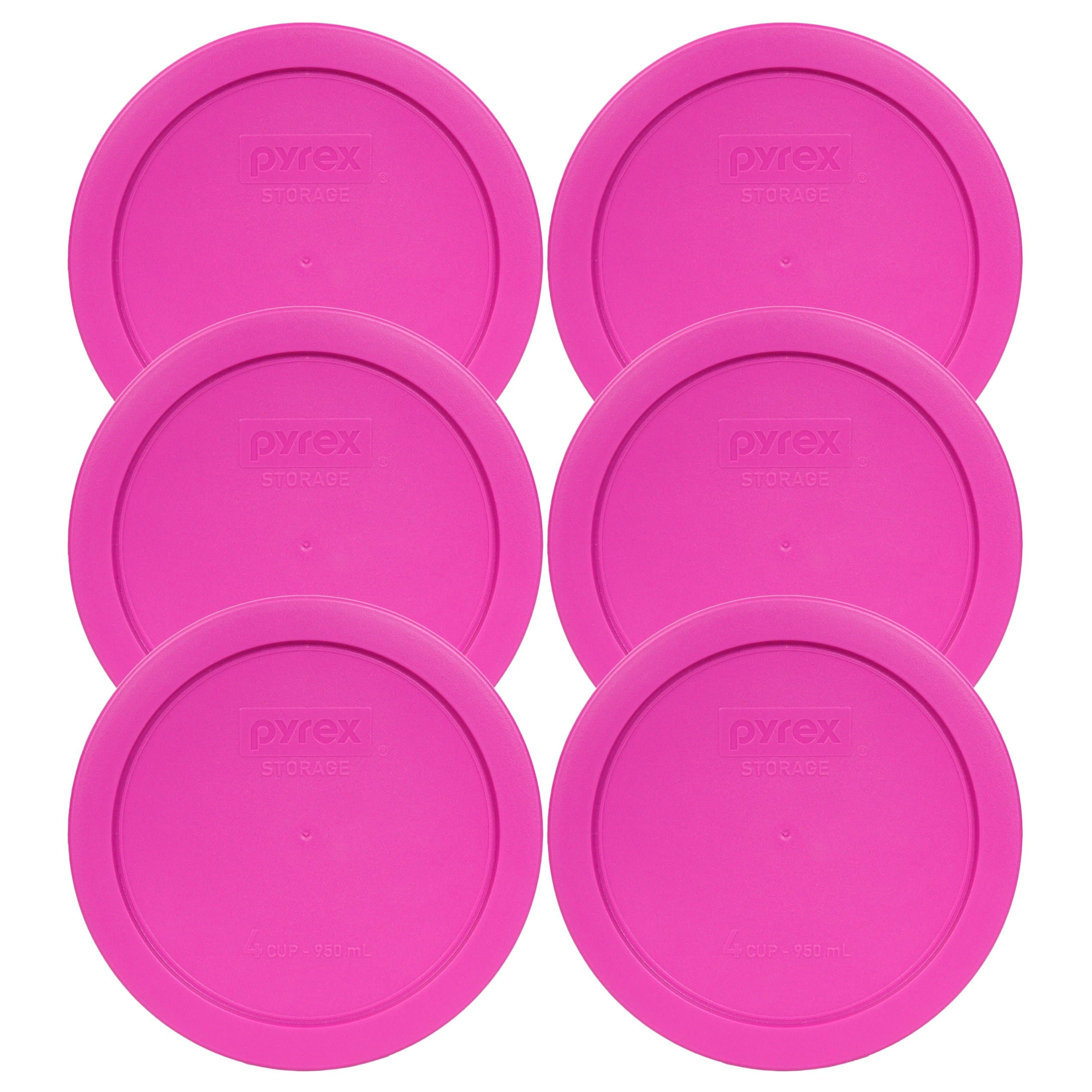 Pyrex 7201-PC (4-Cup) Pink BPA-free Plastic Lids (6-Pack) - Made in USA