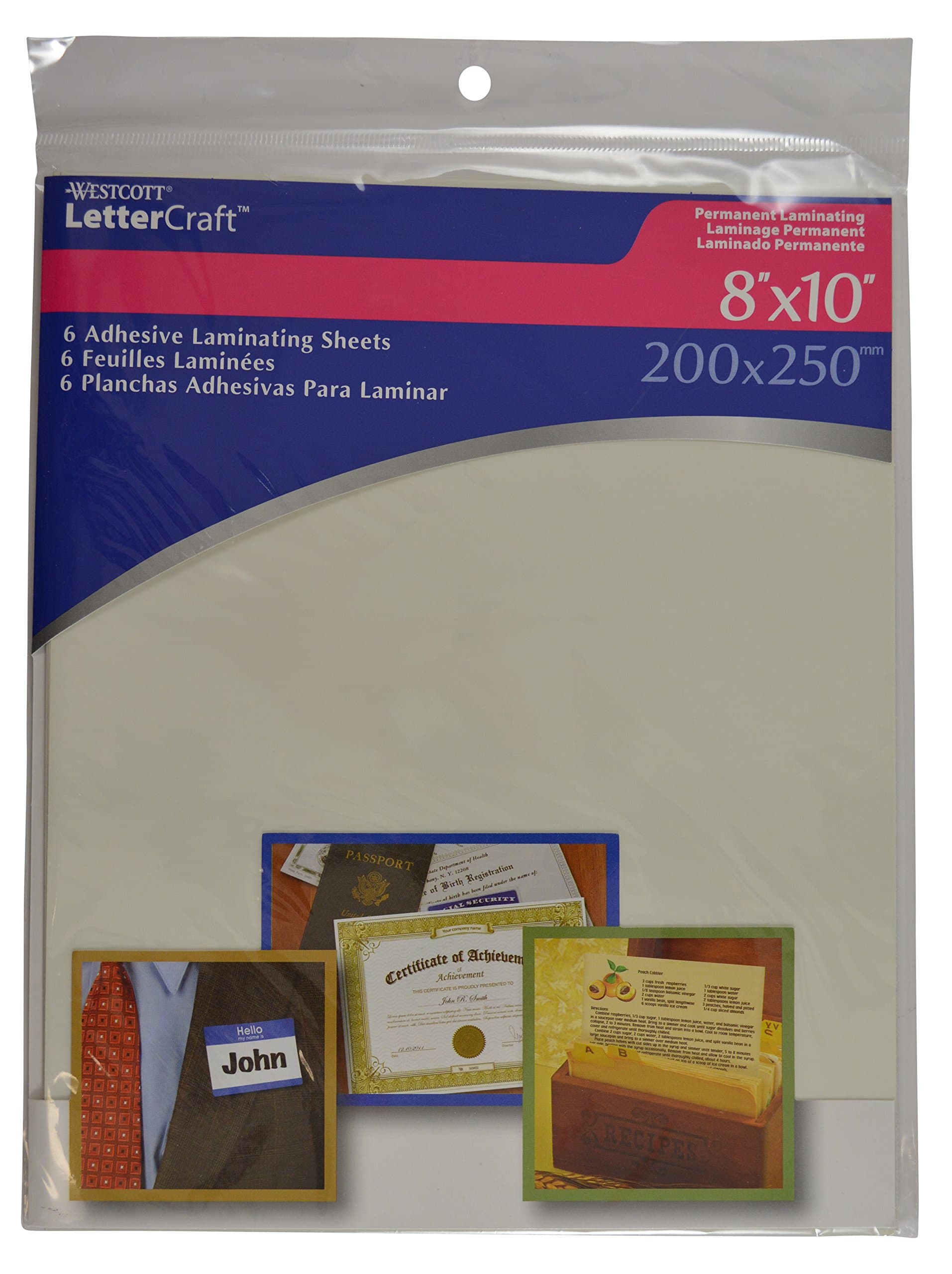 Westcott Laminating Sheets, 8 x 10", 6 Sheets (15848)